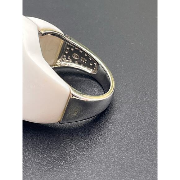 EA Ross Simons Sterling White Agate Rhodolite Pink Rose Quartz Ring Sz 9.5 - Picture 6 of 8